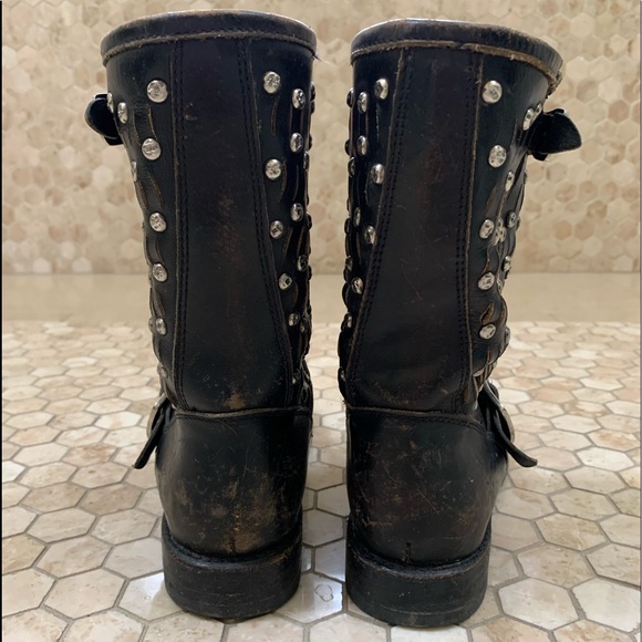 Frye Jenna stud Moto Biker boots - Picture 3 of 15